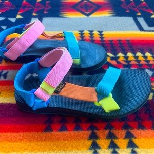 Multi-color/ rainbow Tevas, size 6